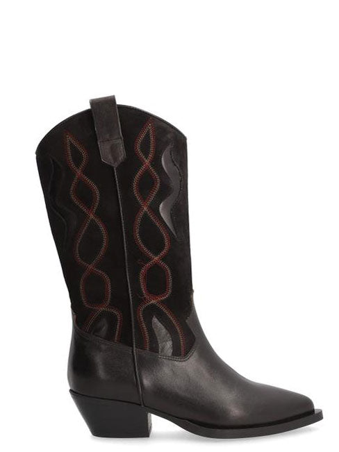 Alpe Mid Calf Cowboy Boot Black