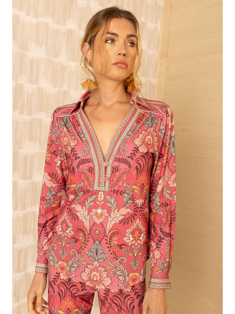 Hale Bob Printed Top Rose