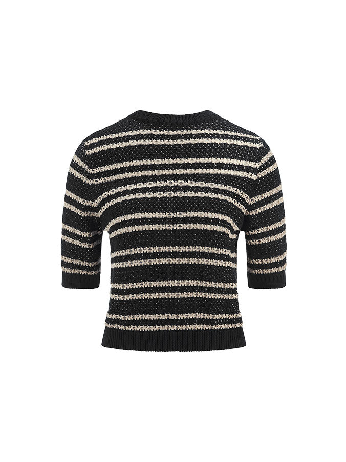 Riani Short-Sleeve Black Patterned Pullover