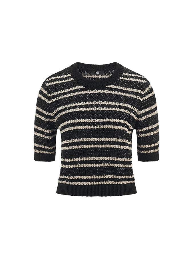 Riani Short-Sleeve Black Patterned Pullover