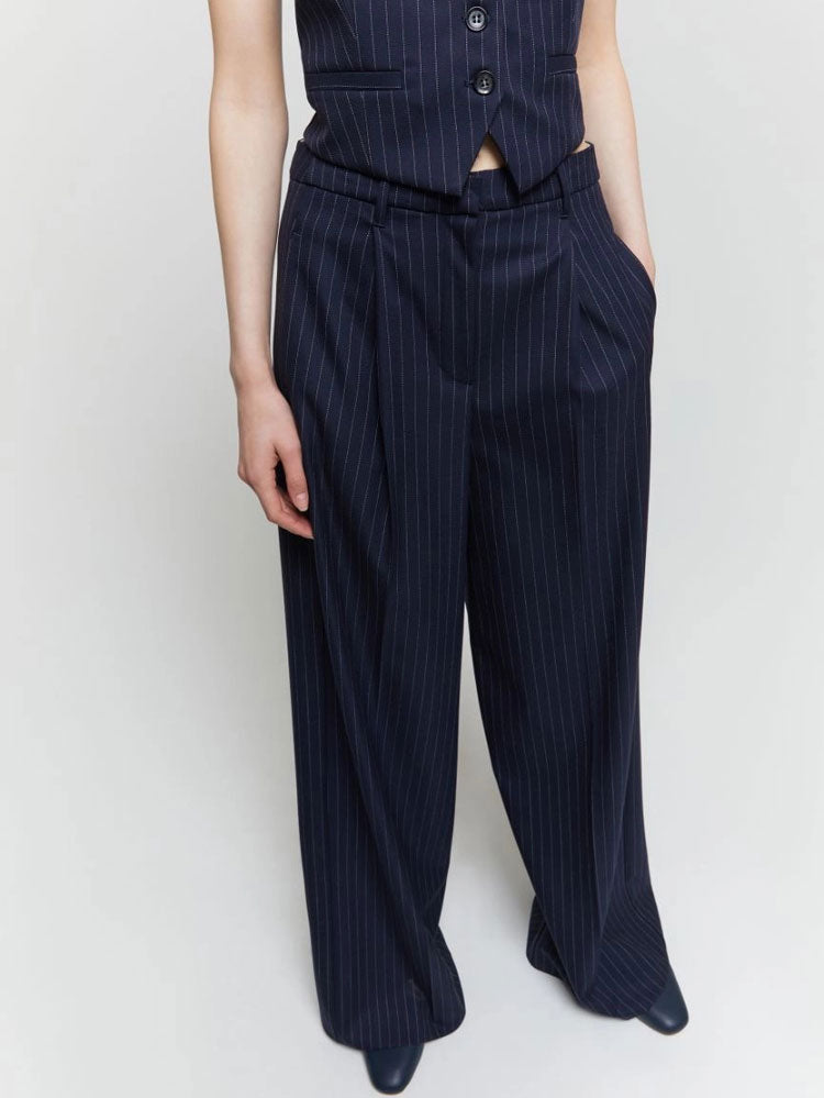 iBlues Rasoio Trousers Navy Pinstripes