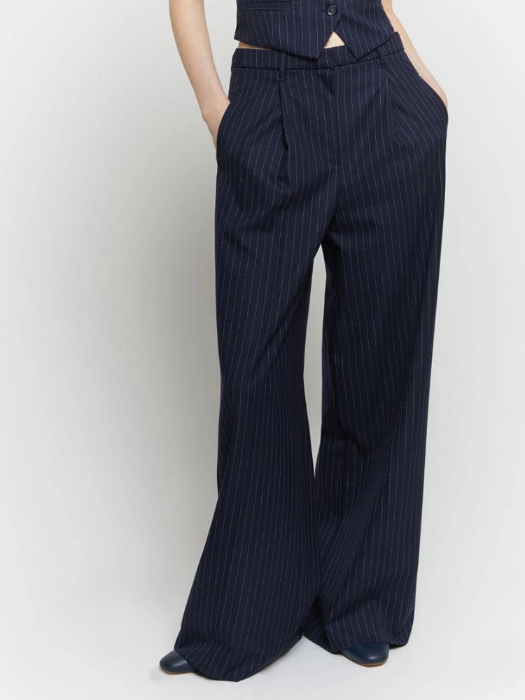 iBlues Rasoio Trousers Navy Pinstripes