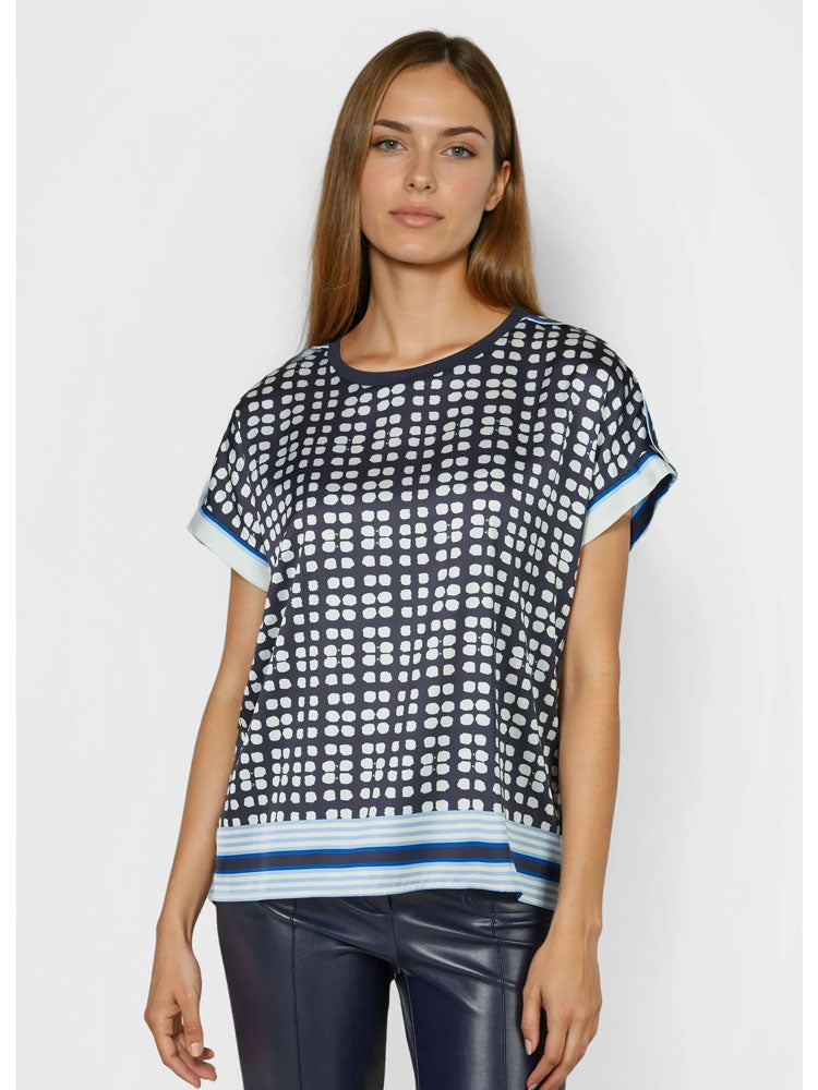 Marc Aurel Printed Top Navy