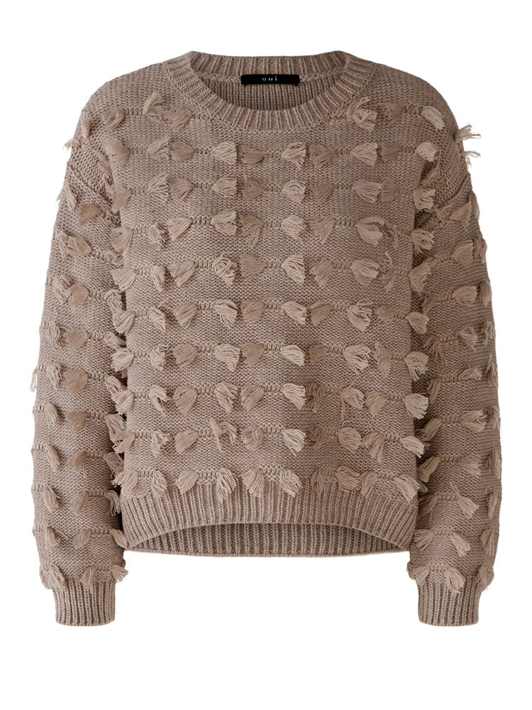 Oui Textured Jumper Taupe