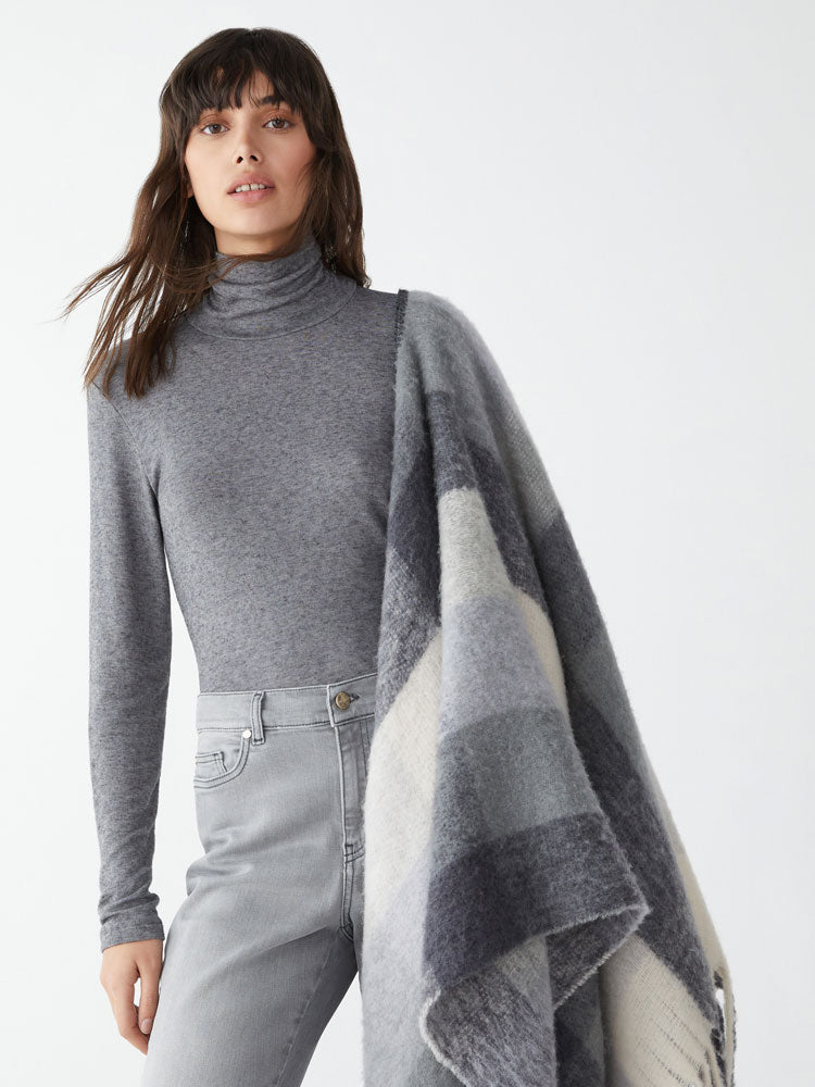 iBlues Zina Roll Neck Top Melange Grey