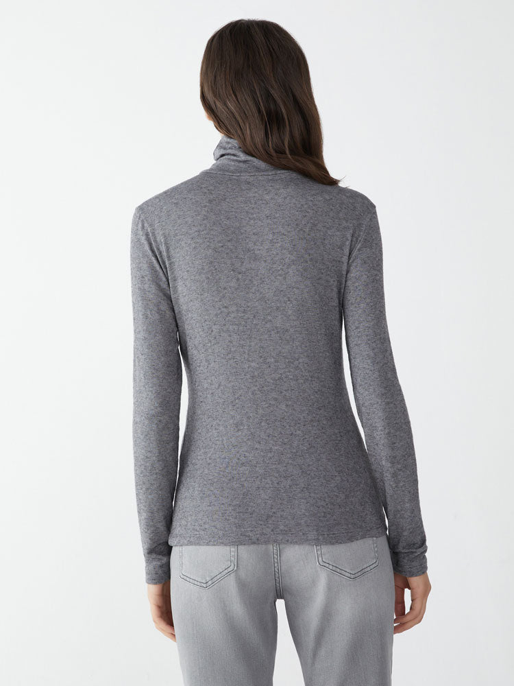 iBlues Zina Roll Neck Top Melange Grey