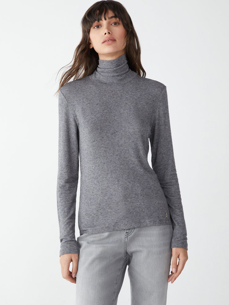 iBlues Zina Roll Neck Top Melange Grey