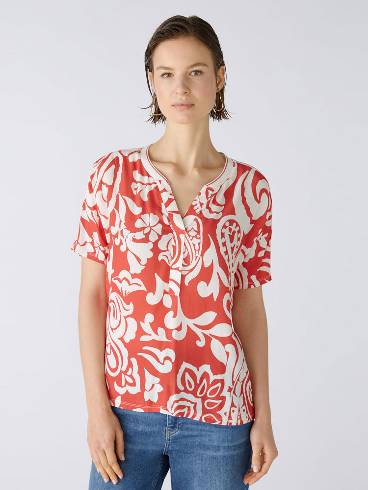 Oui Blouse Red &amp; White