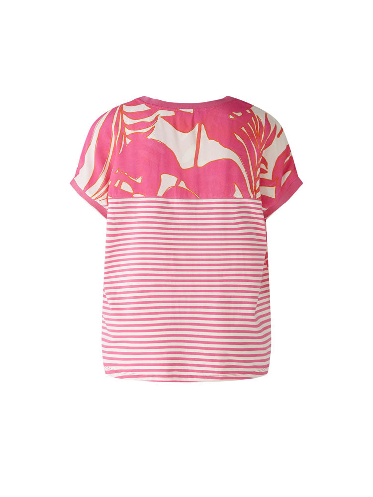 Oui Blouse Shirt Pink &amp; White