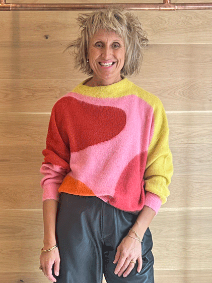 Floor Coloured Sweater Yellow Red