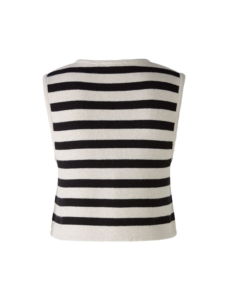 Oui Striped Waistcoat Cream