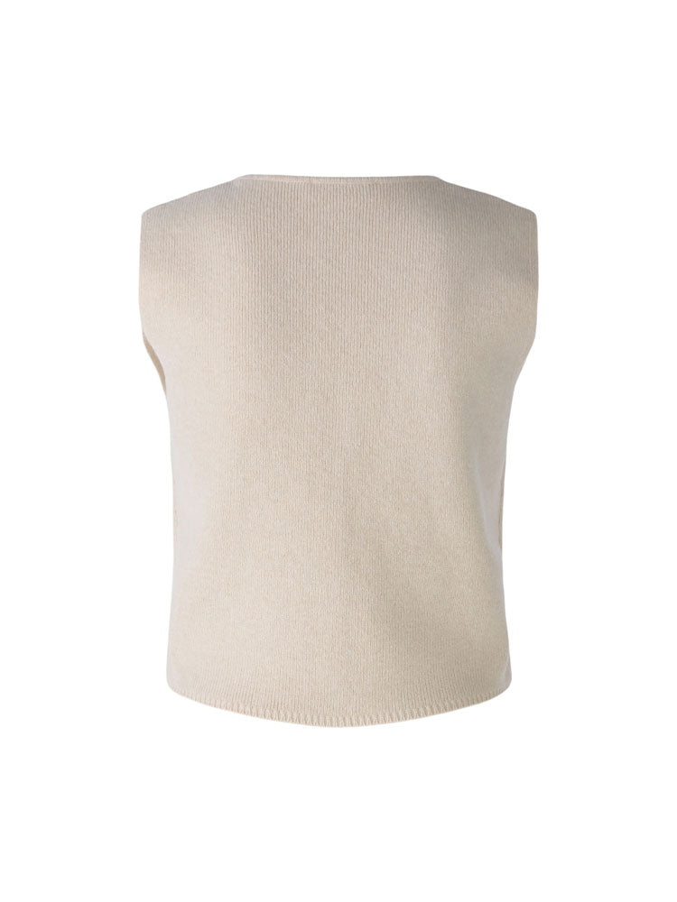 Oui Knitted Waistcoat Light Beige Melange