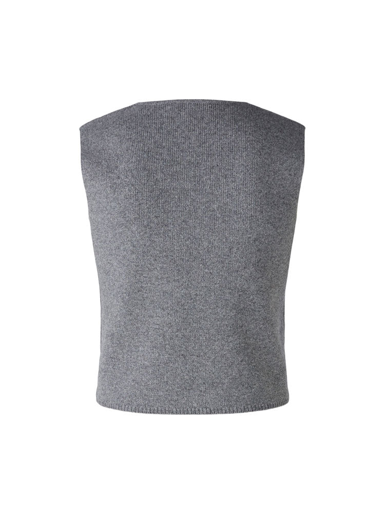 Oui Knitted Waistcoat Grey