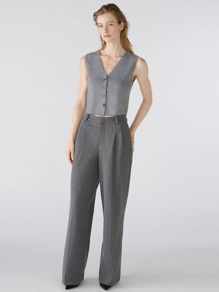 Oui Knitted Waistcoat Grey