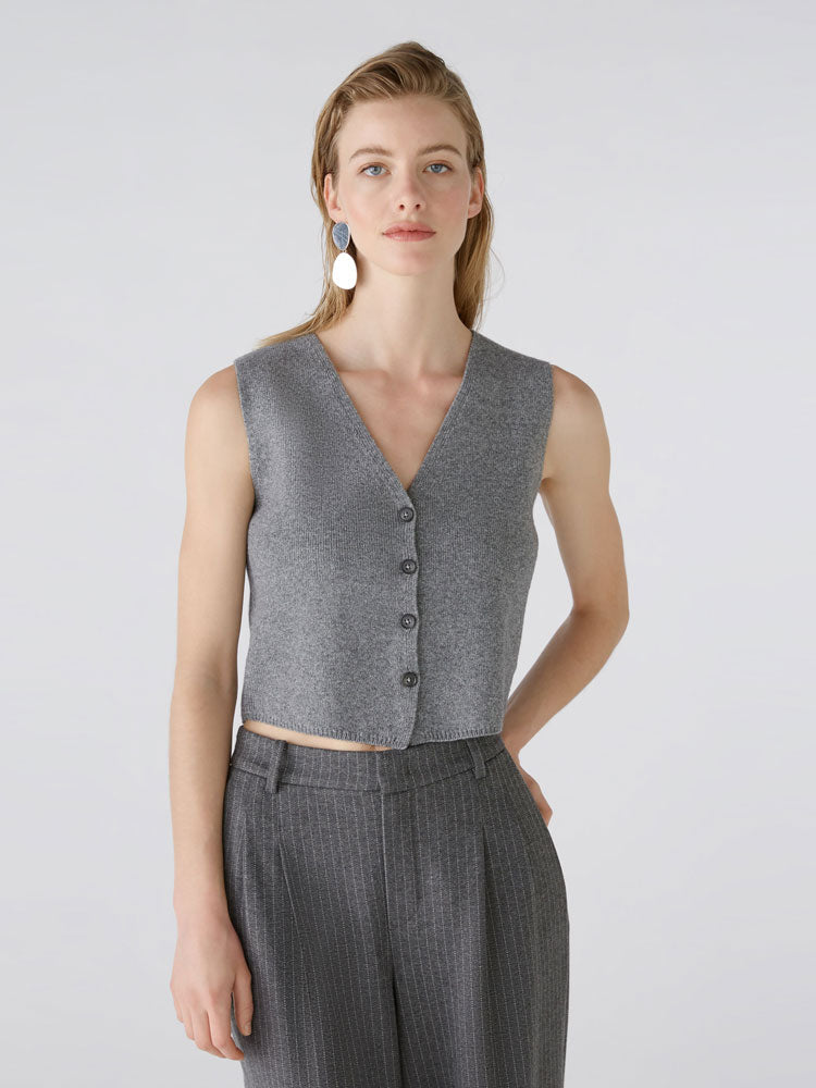 Oui Knitted Waistcoat Grey