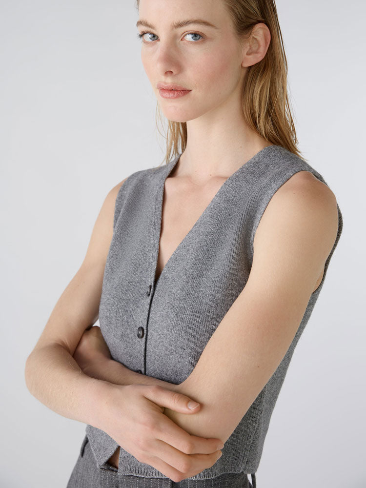 Oui Knitted Waistcoat Grey