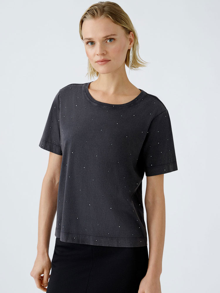 Oui T-Shirt Washed Out Black