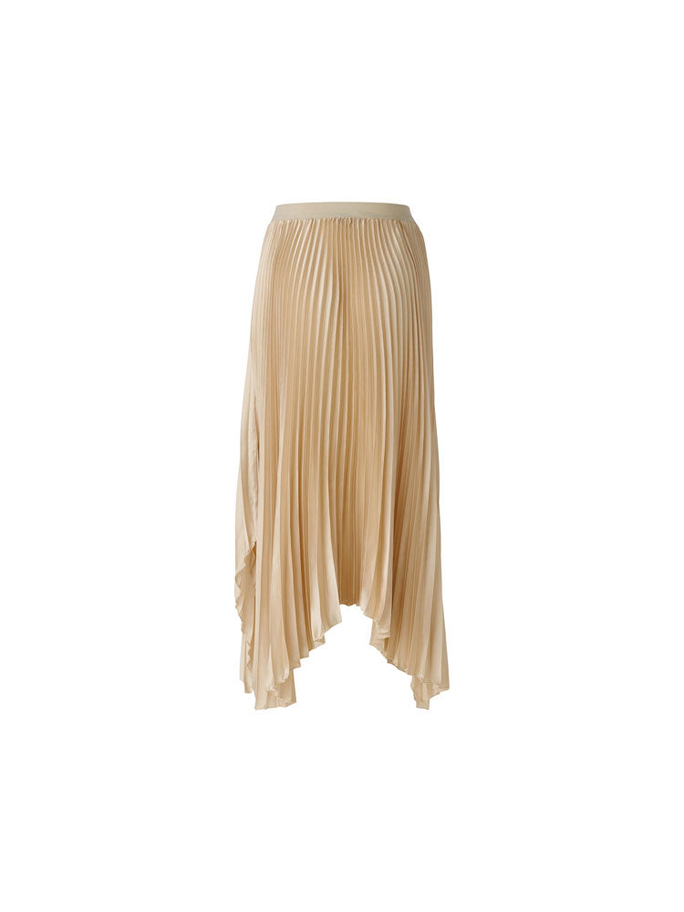 Oui Pleated Midi Skirt Light Stone