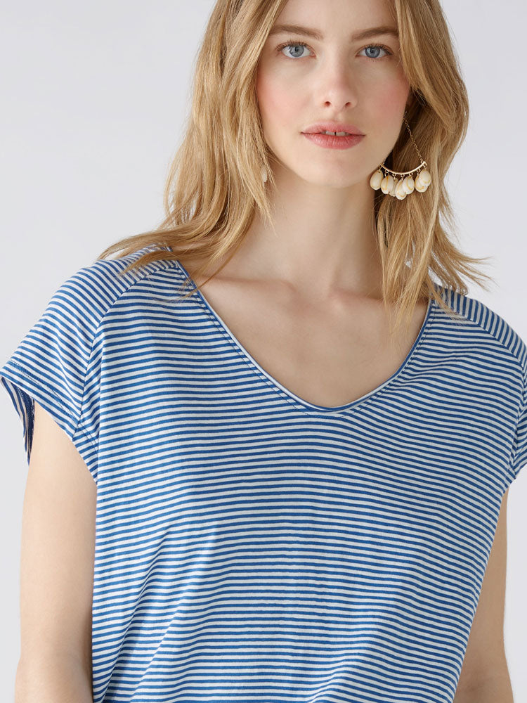 Oui Striped T-Shirt Blue &amp; White