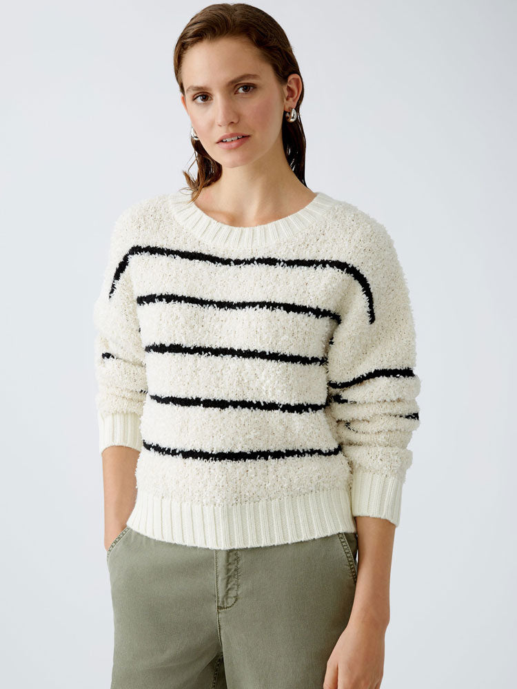 Oui Striped Jumper White &amp; Black