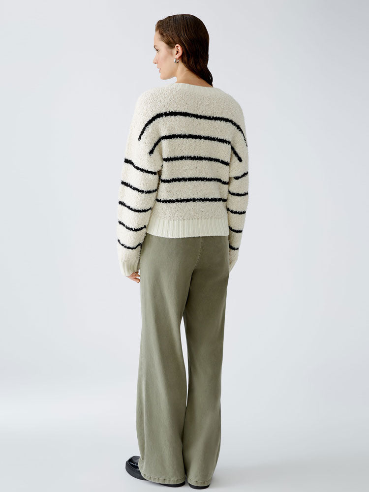 Oui Striped Jumper White &amp; Black