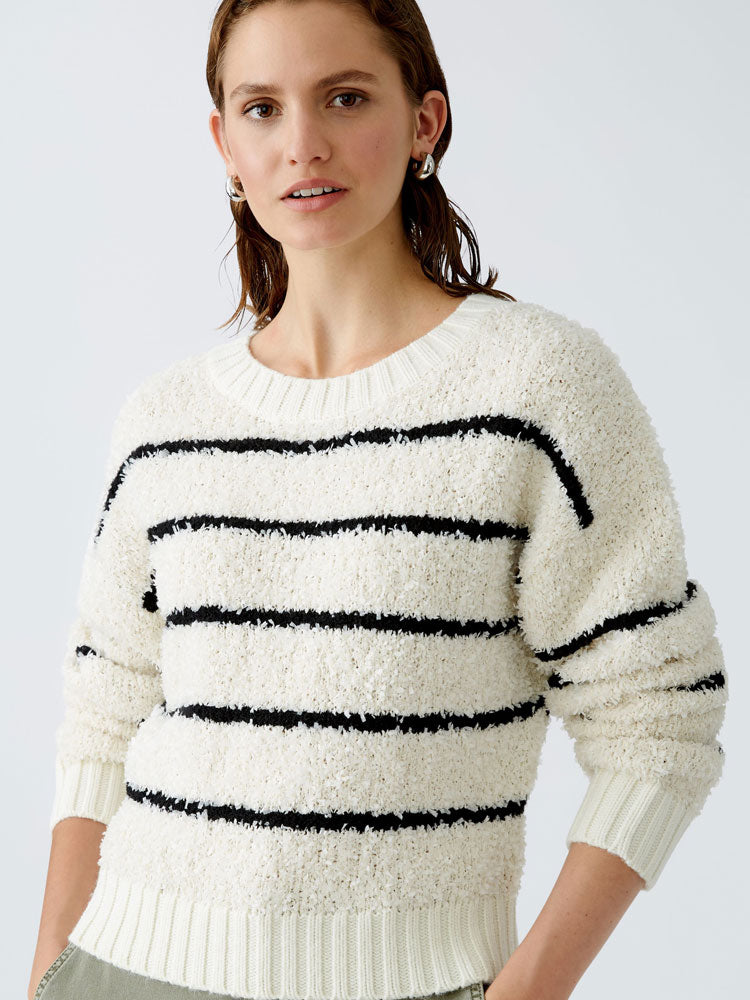 Oui Striped Jumper White &amp; Black