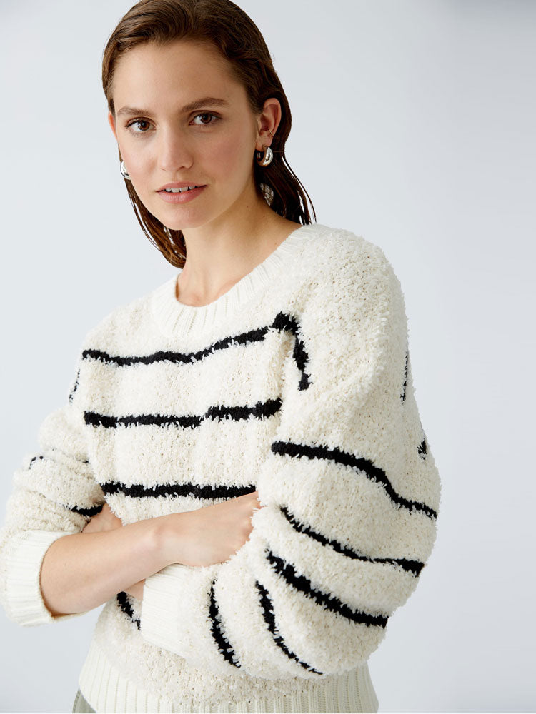 Oui Striped Jumper White &amp; Black