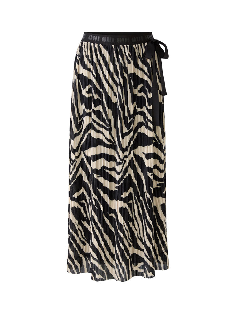 Oui Patterned Maxi Skirt Off White &amp; Black