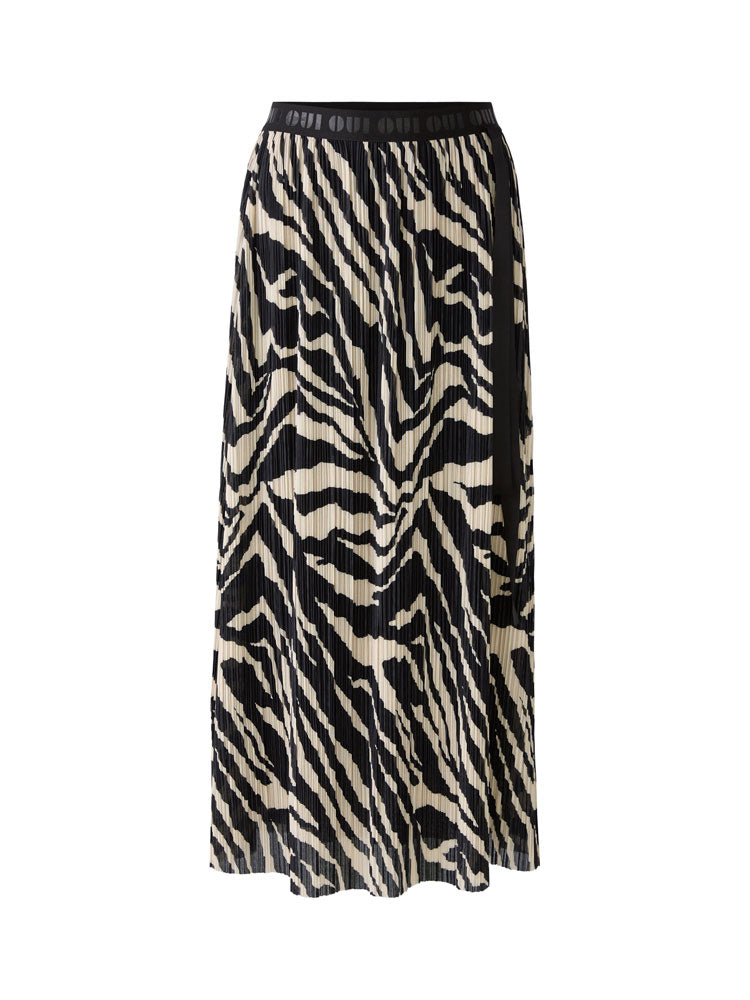 Oui Patterned Maxi Skirt Off White &amp; Black