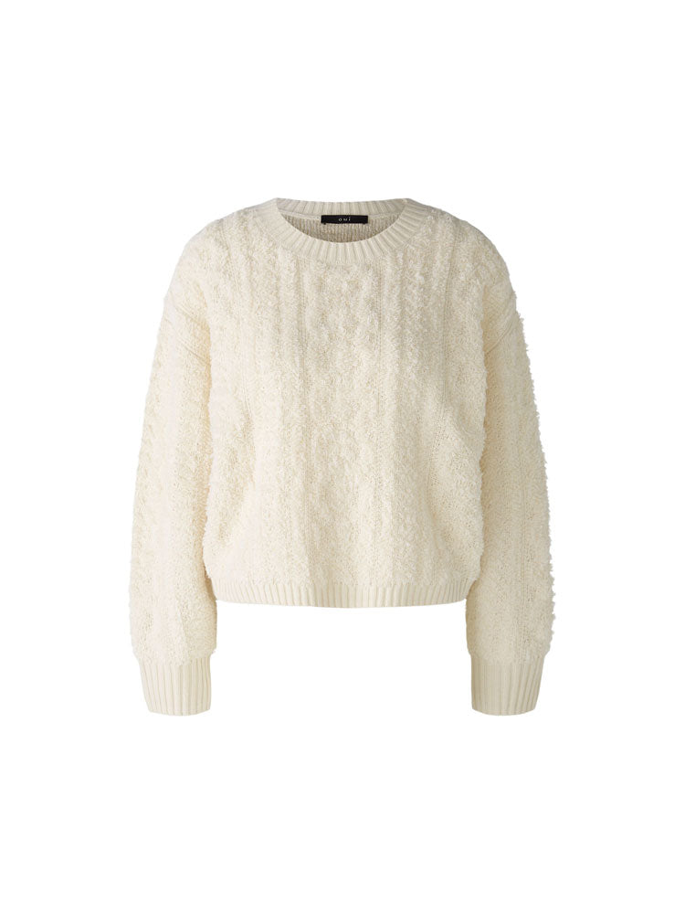 Oui Cable Knit Jumper Off White