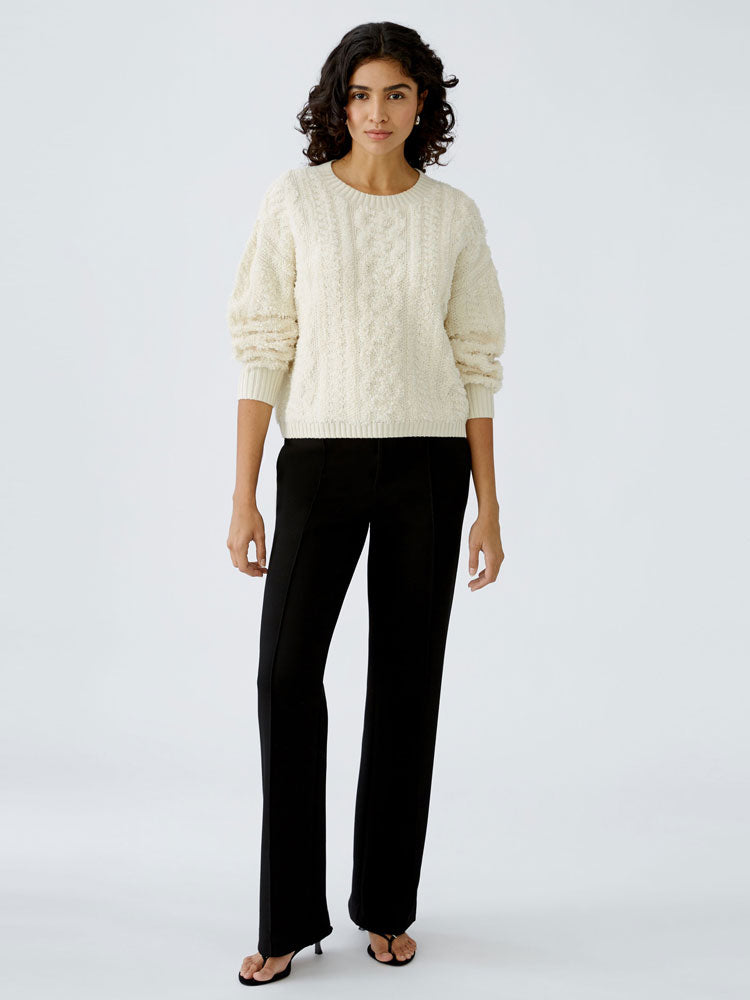 Oui Cable Knit Jumper Off White