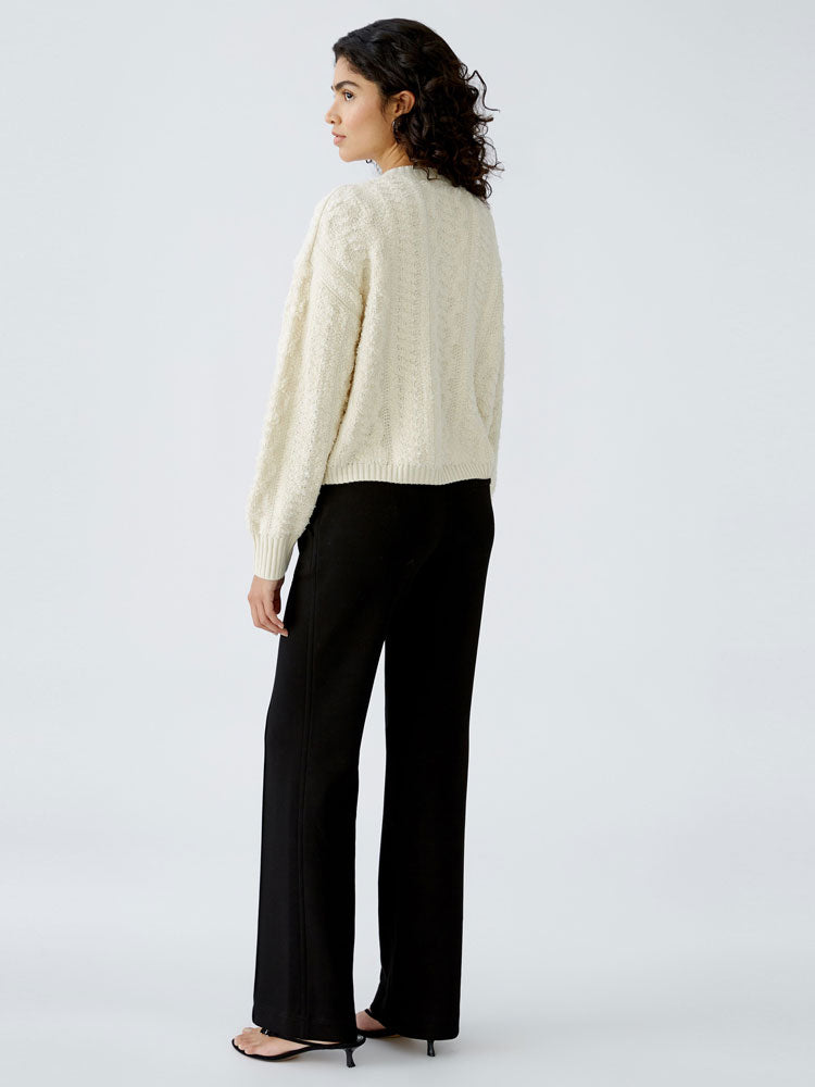 Oui Cable Knit Jumper Off White