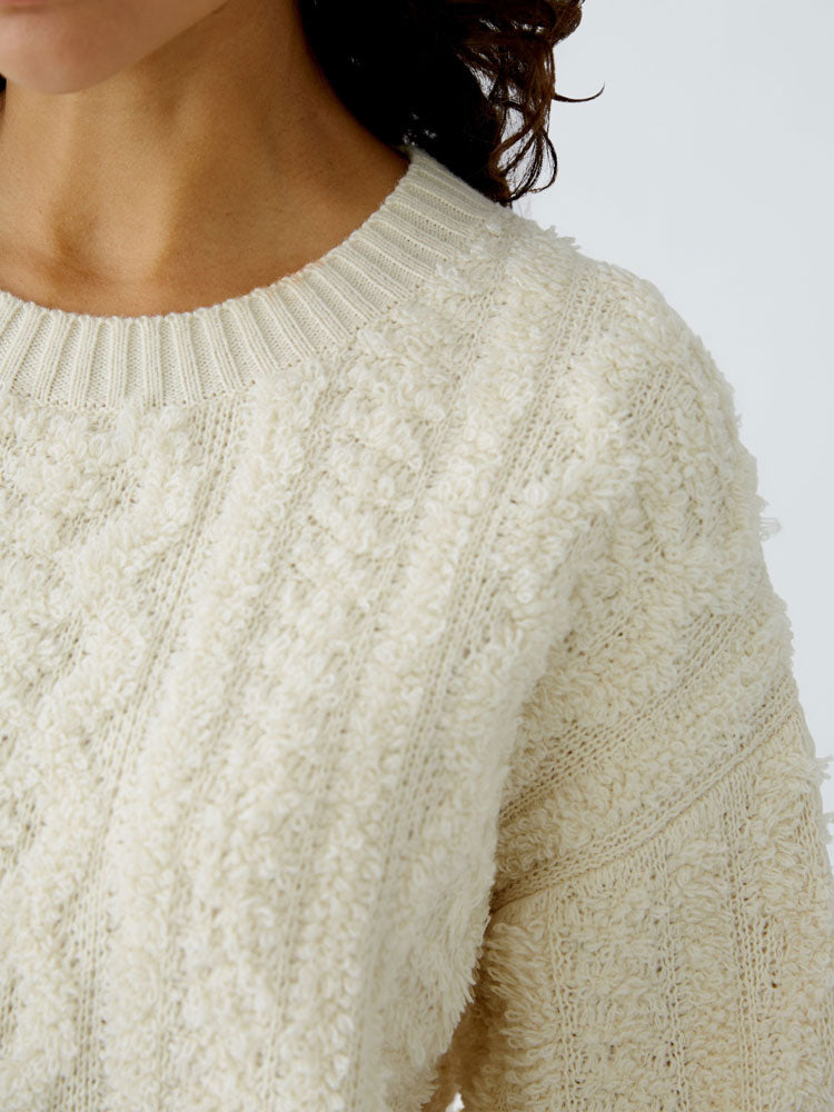 Oui Cable Knit Jumper Off White