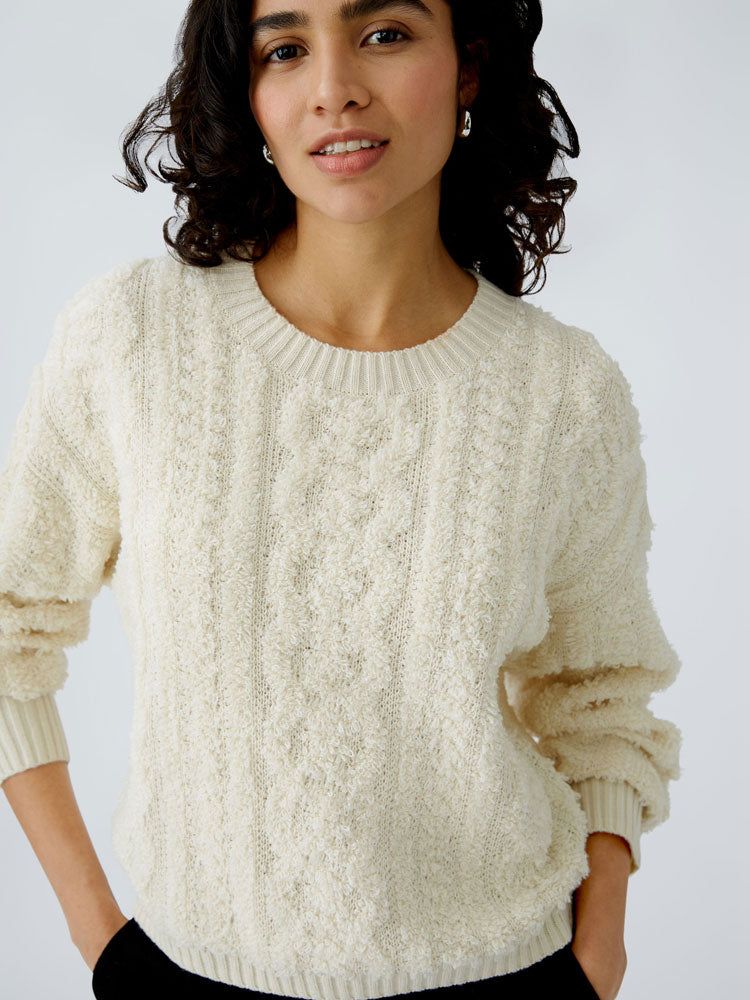 Oui Cable Knit Jumper Off White