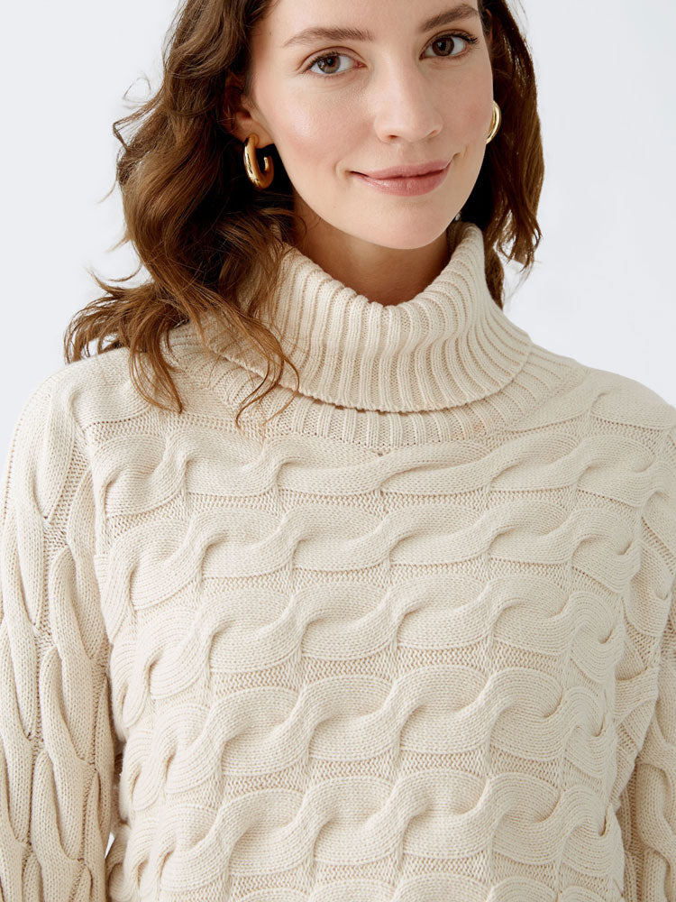 Oui Turtleneck Jumper Whitecap Grey