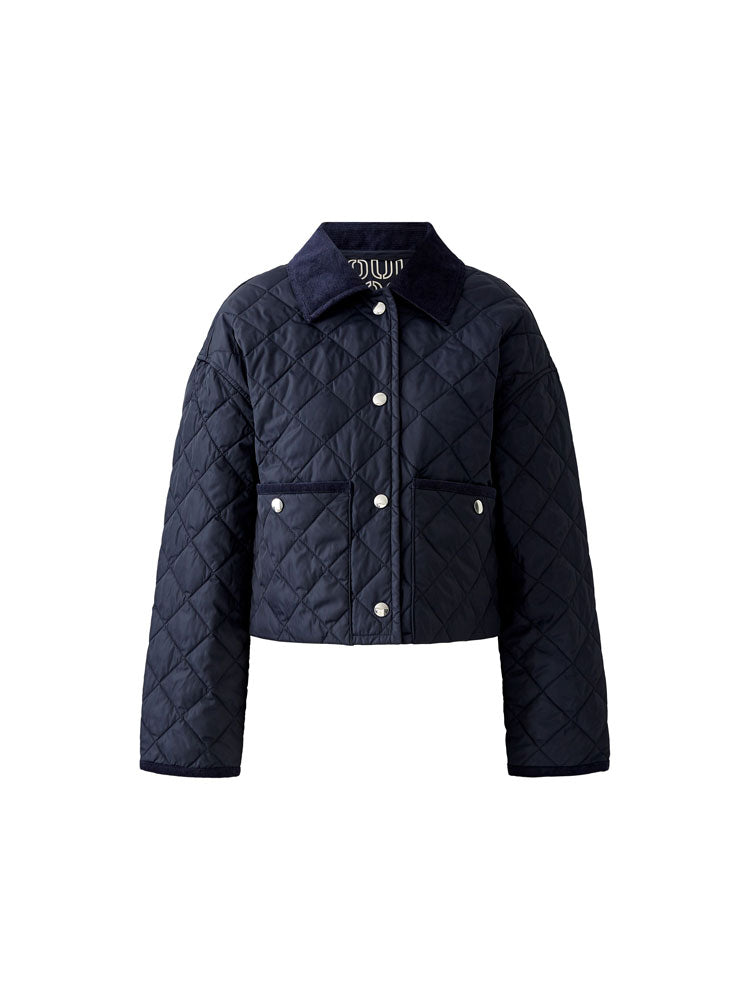 Oui Short Padded Jacket Dark Blue