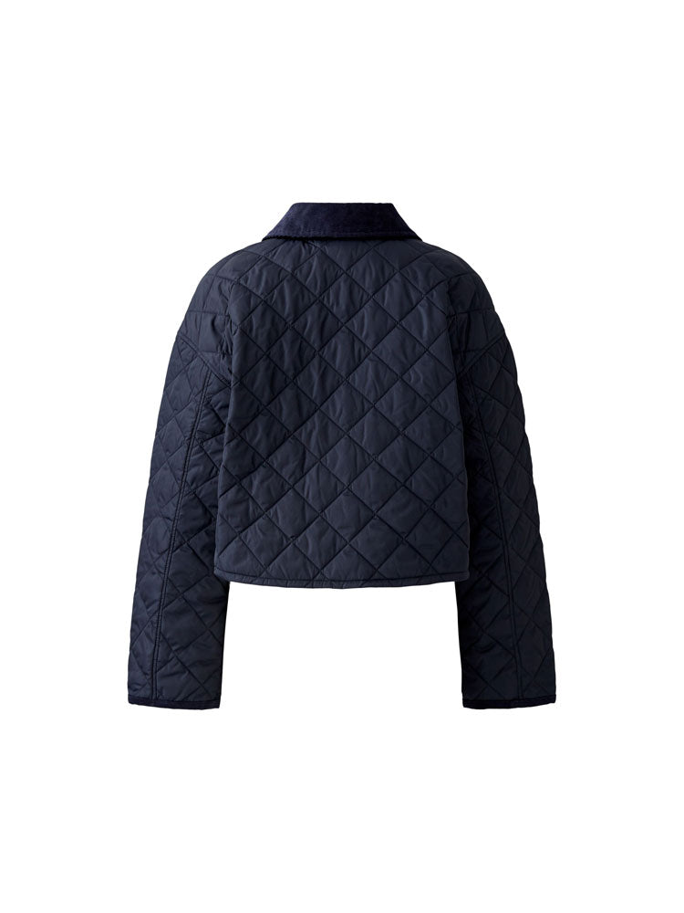 Oui Short Padded Jacket Dark Blue