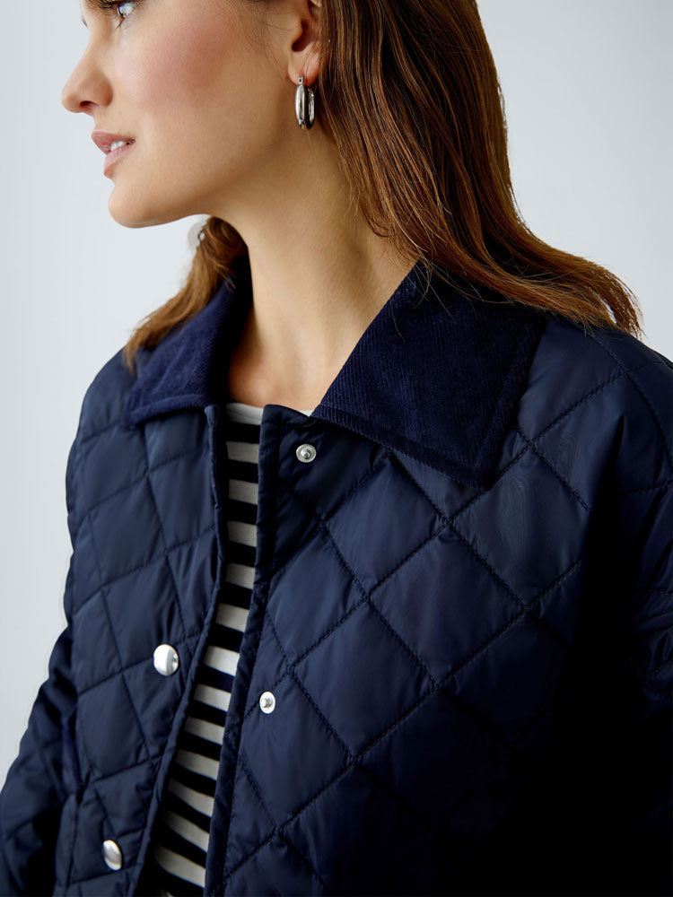 Oui Short Padded Jacket Dark Blue