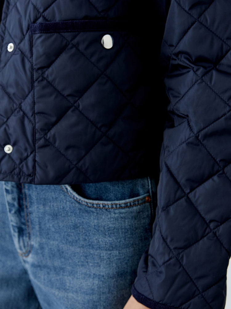 Oui Short Padded Jacket Dark Blue