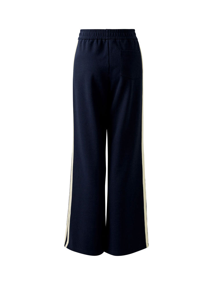 Oui Trousers with Side Stripes Dark Blue