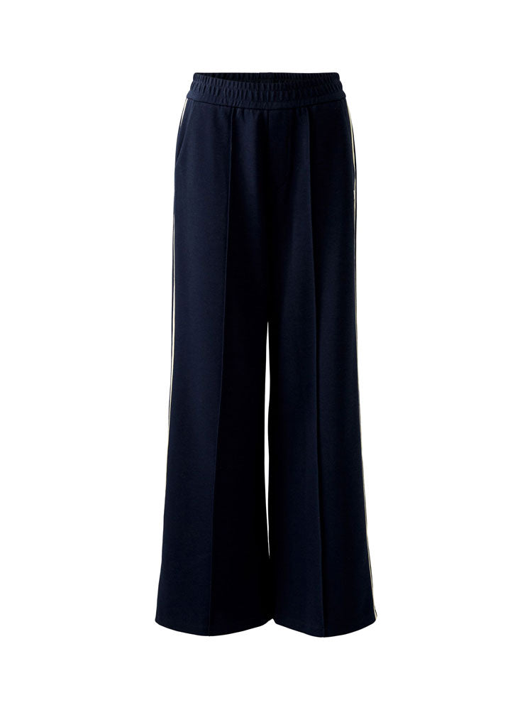 Oui Trousers with Side Stripes Dark Blue