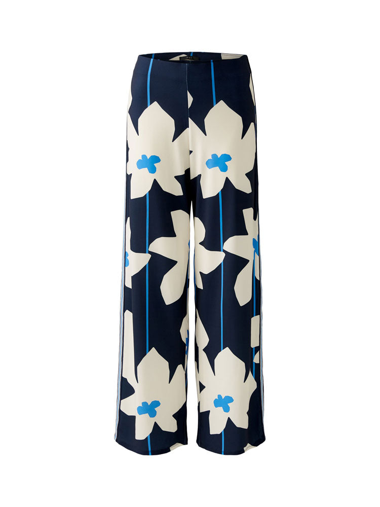 Oui Trousers Dark Blue &amp; White