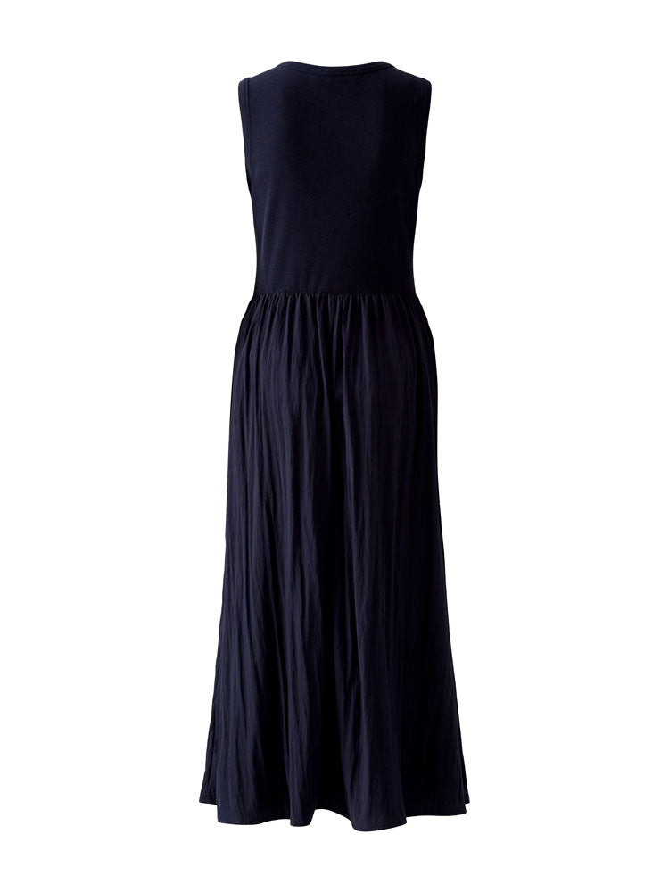 Oui Dress with Pleated Skirt Dark Blue