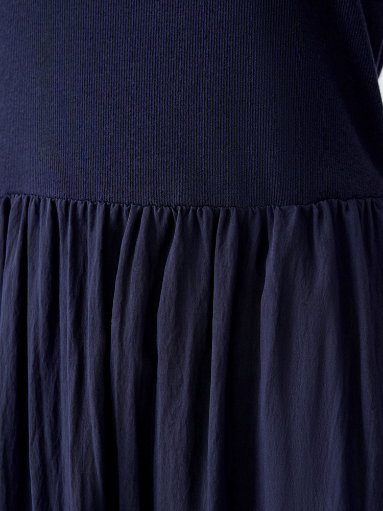 Oui Dress with Pleated Skirt Dark Blue