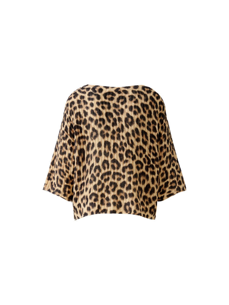 Oui Animal Print Jumper Light Brown &amp; Black