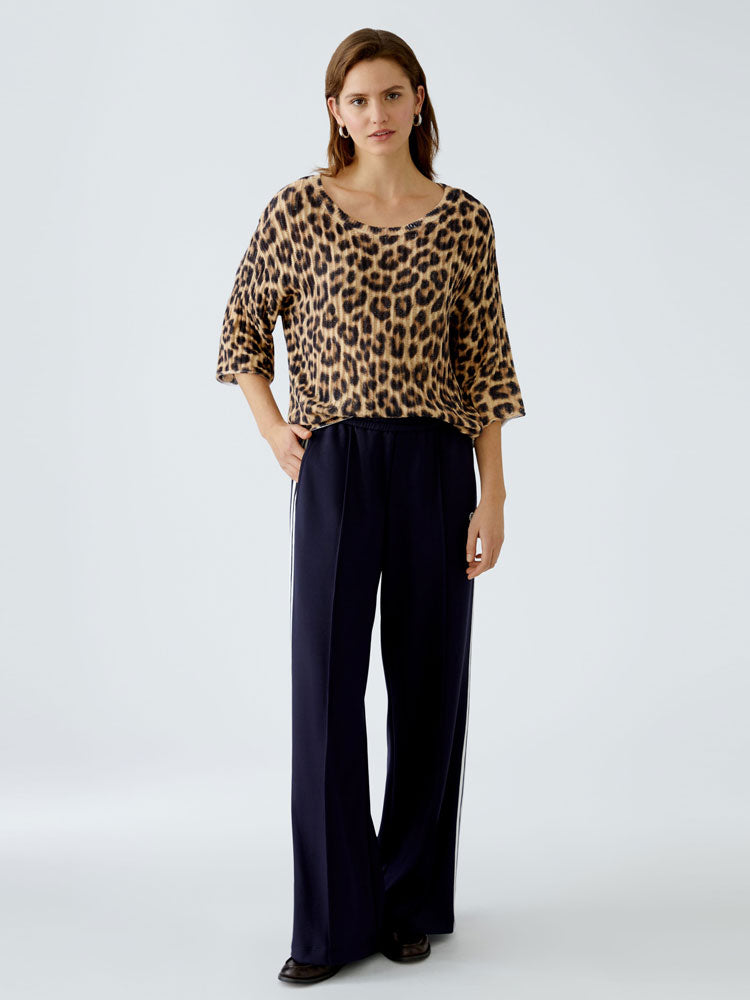 Oui Animal Print Jumper Light Brown &amp; Black