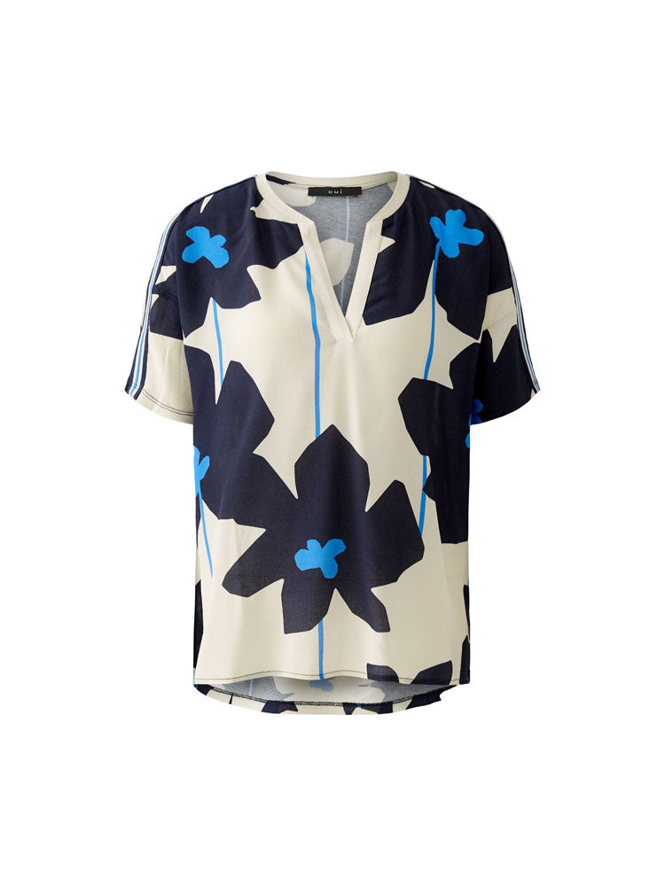 Oui Blouse Light Stone &amp; Blue