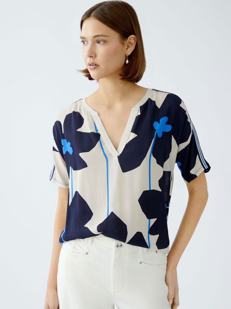 Oui Blouse Light Stone &amp; Blue