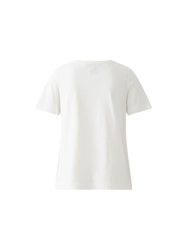 Oui Logo Printed T-Shirt Optic White