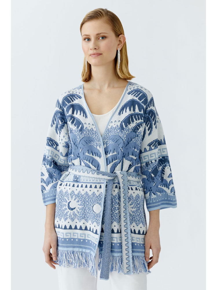 Oui Cardigan Blue &amp; White